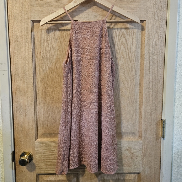Small Altar'd State Dusty Rose Lace Mini Dress - Picture 1 of 5